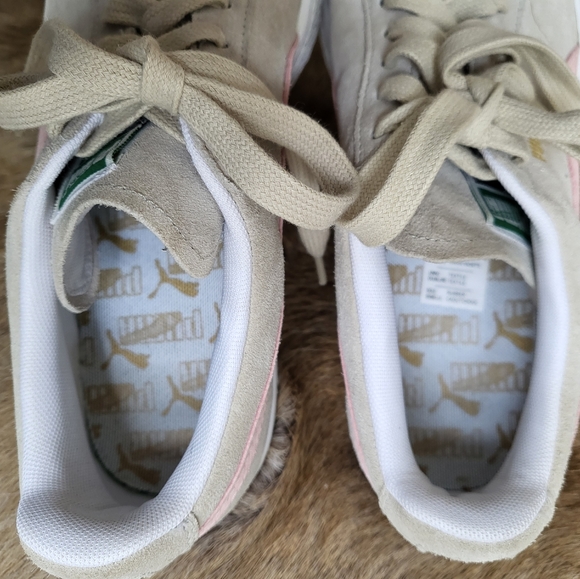 Puma Clyde Pink Stripe Tan Suede Sneakers Size 8.5 - Picture 8 of 9